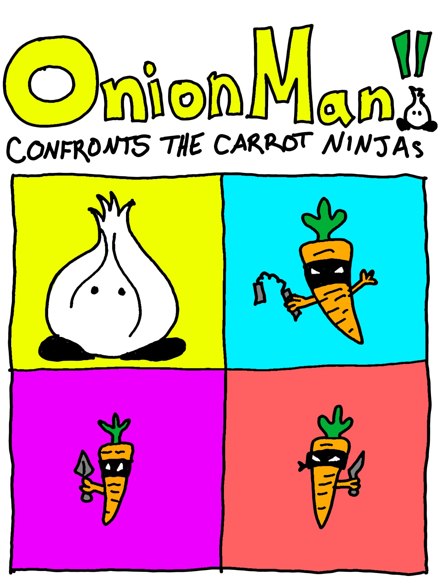 Onion Man Confronts the Carrot Ninjas, Cover Art